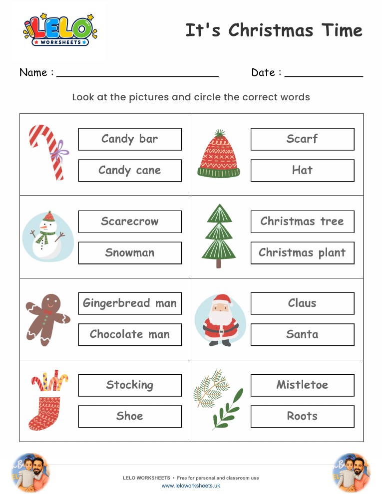 Christmas Vocabulary Worksheet worksheet preview