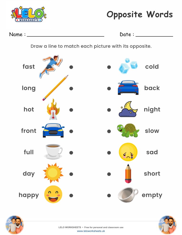 Opposite Words Worksheet 1 worksheet preview