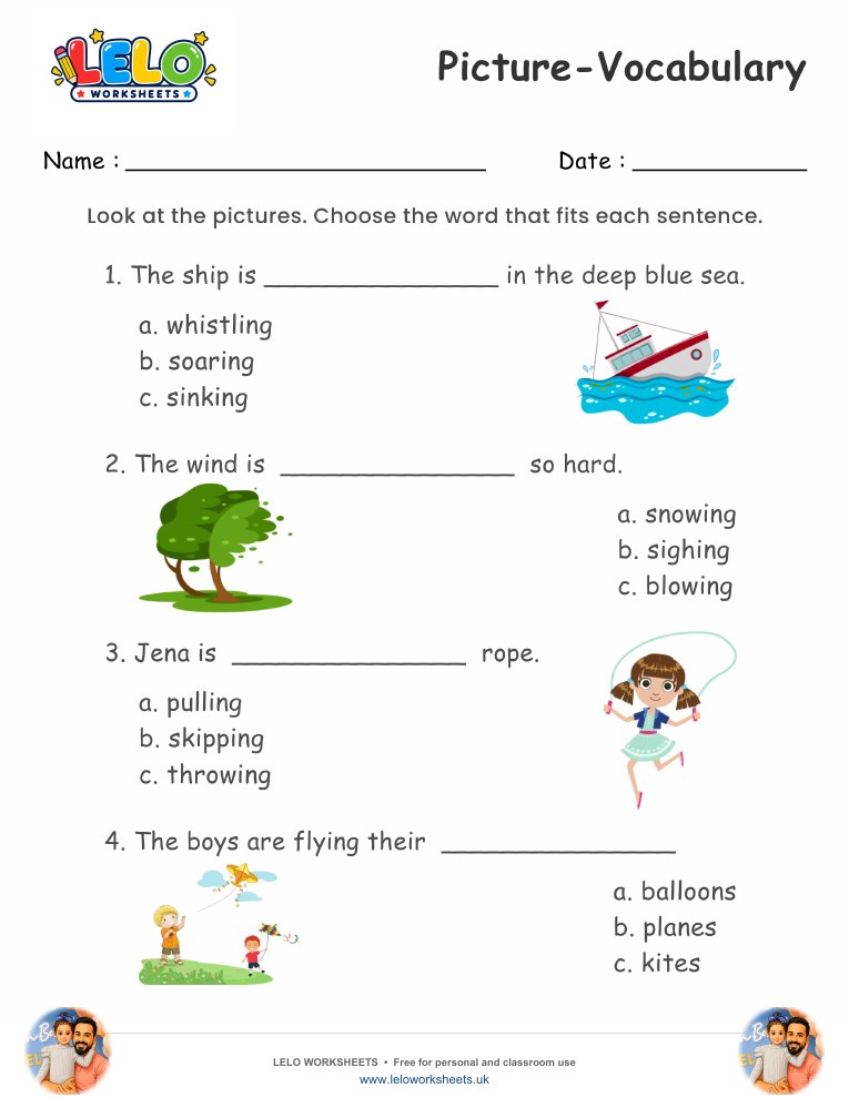 Picture Vocabulary Worksheet 1 worksheet preview