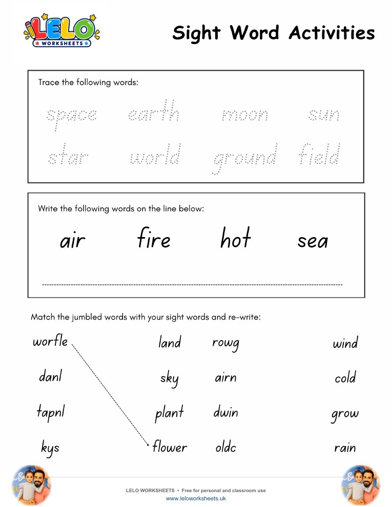 Sight Word Activities 3 Worksheet worksheet preview