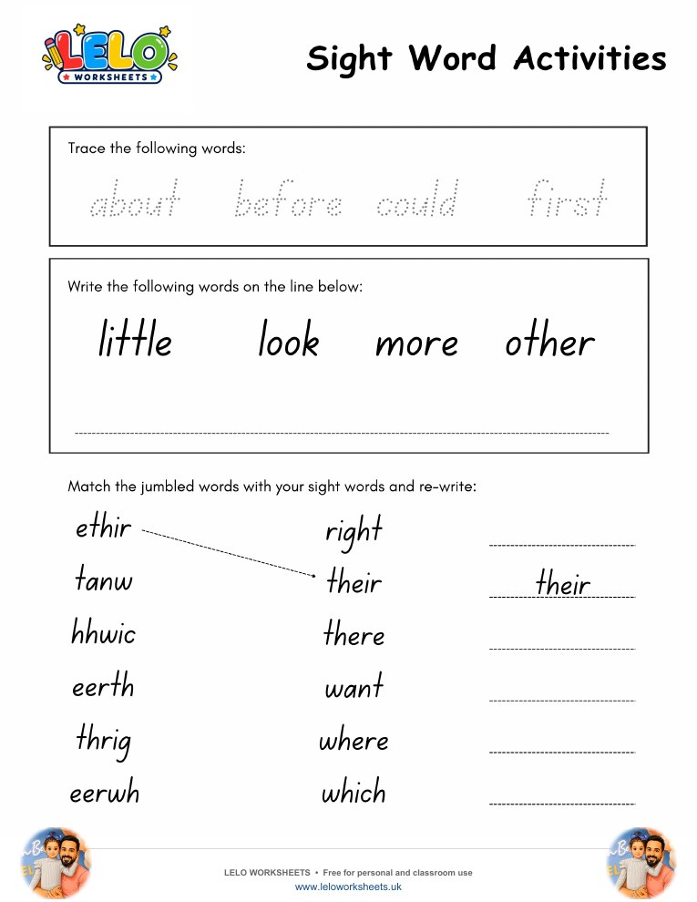 Sight Word Activities 4 Worksheet worksheet preview