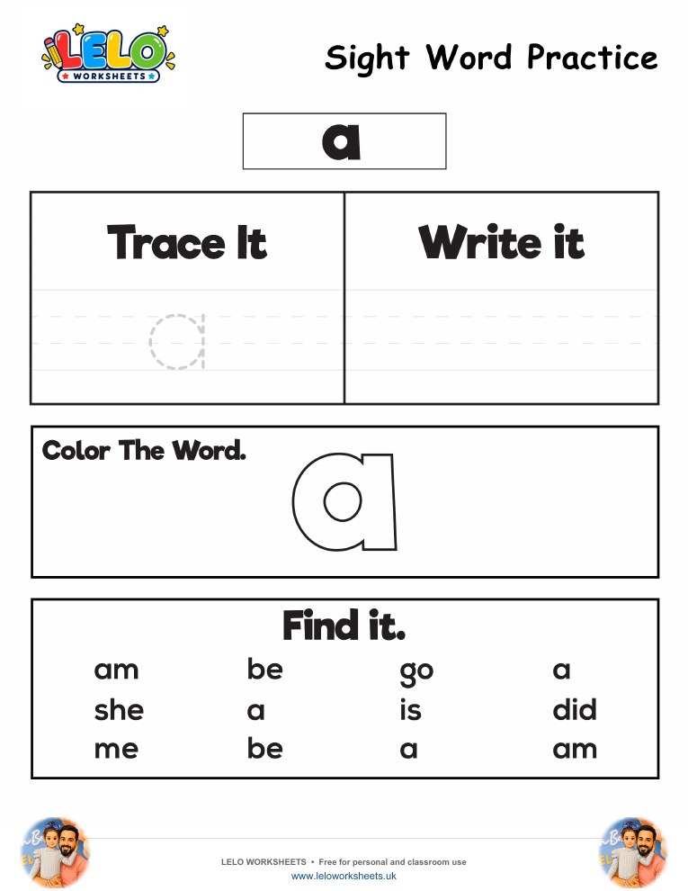 Sight Word Practice a Worksheet worksheet preview