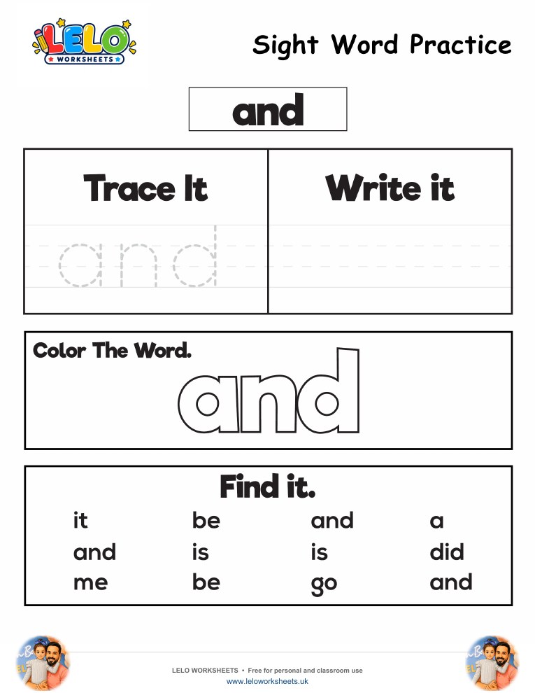 Sight Word Practice and Worksheet worksheet preview