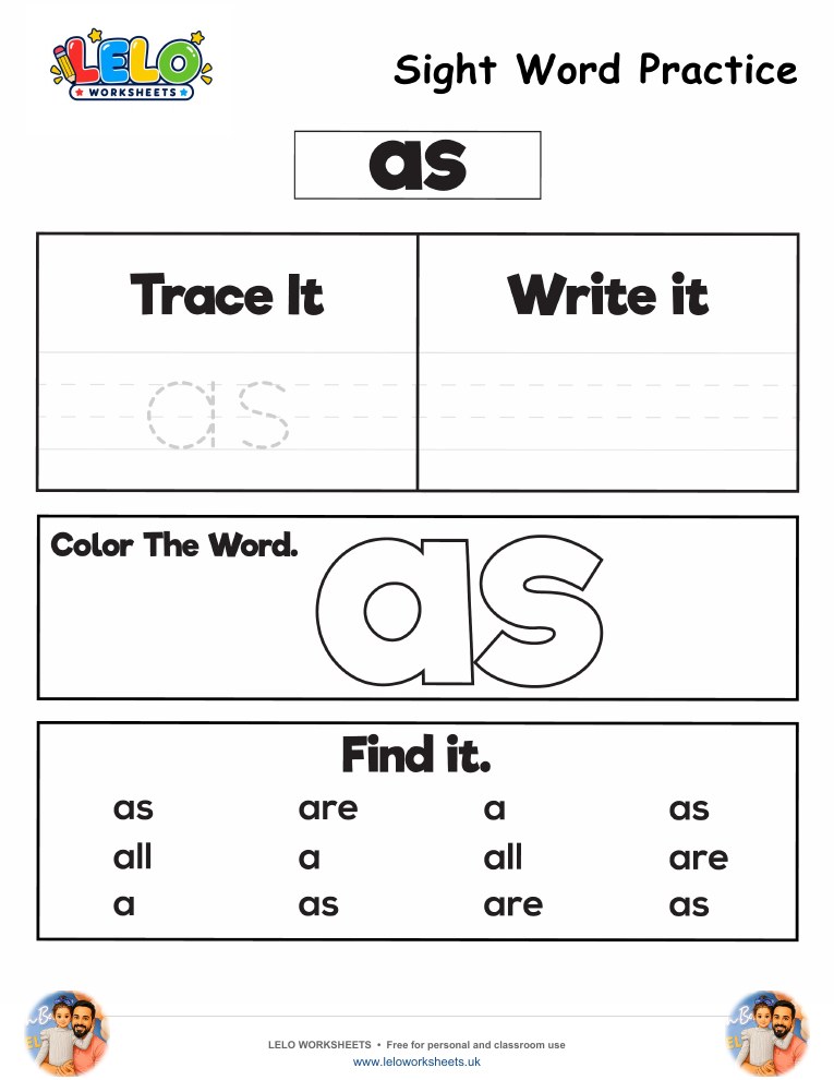 Sight Word Practice as Worksheet worksheet preview