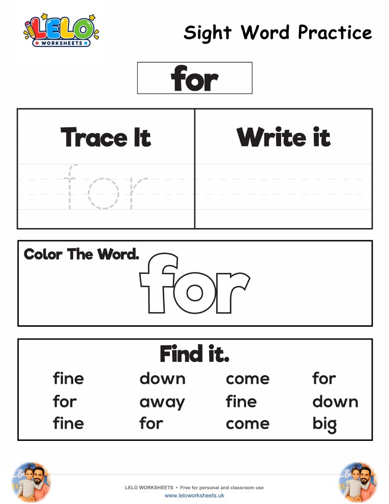 Sight Word Practice for Worksheet worksheet preview
