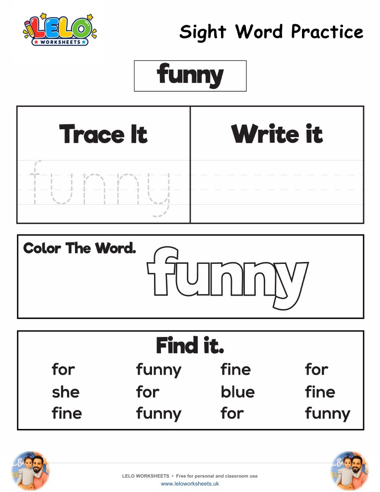 Sight Word Practice funny Worksheet worksheet preview
