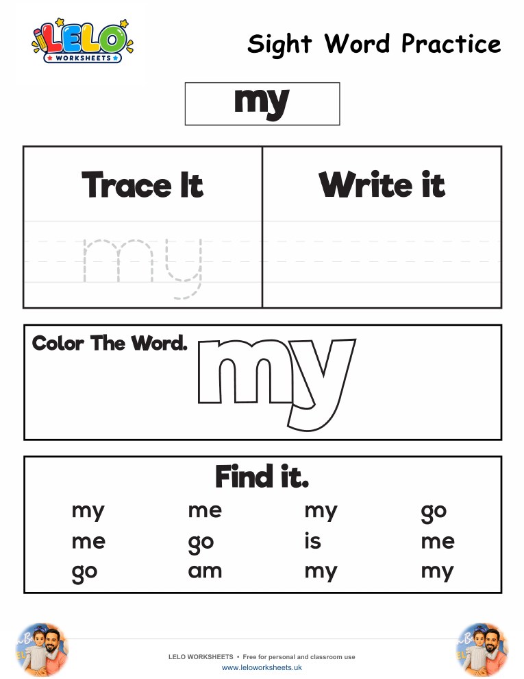 Sight Word Practice my Worksheet worksheet preview