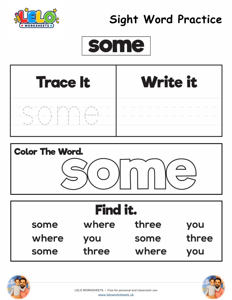 Sight Word Practice some Worksheet worksheet preview