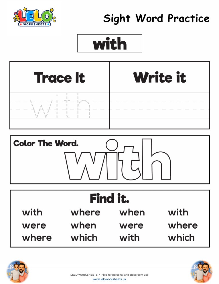 Sight Word Practice with Worksheet worksheet preview
